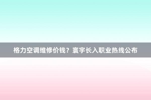 格力空调维修价钱？寰宇长入职业热线公布